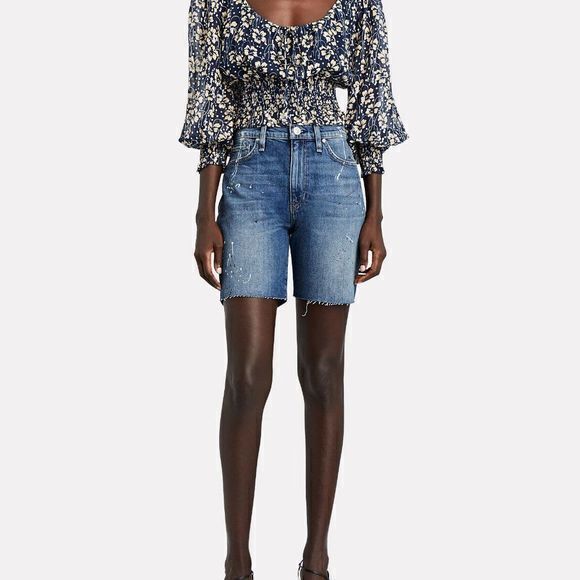 NEW Hudson Jeans Hana Denim Biker Shorts Distressed Medium Wash Womens Size‎ 24 - Picture 2 of 5